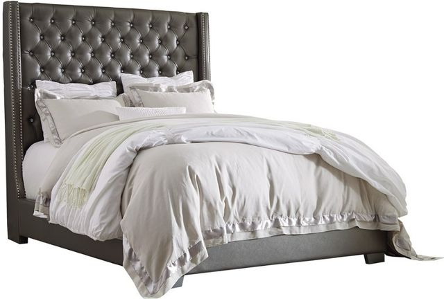 Signature Design by Ashley® Coralayne 5-Piece Gray King Upholstered Panel Bed Set-1