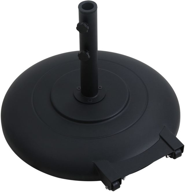 Meridian Furniture Amalfi Black/Matte Black/Black Aluminum Outdoor Patio Umbrella and Round Base-4