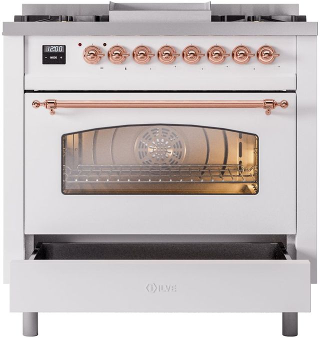 Ilve® Nostalgie II Series 36" Custom RAL Color Pro Style Dual Fuel Range-3
