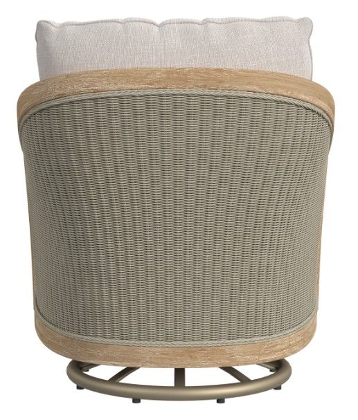 Sunset West Cambria Latte/Natural Teak/Wicker Swivel Outdoor Club Chair with Canvas Canvas Cushion-3