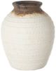A & B Home White Round Ceramic Vase with Stripe Pattern-0