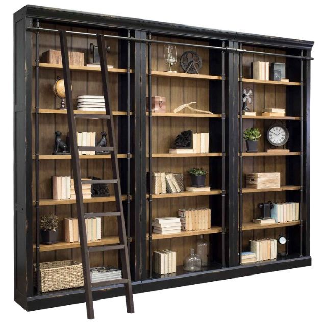 Martin Furniture Toulouse 3-Piece Aged Ebony Bookcase-0