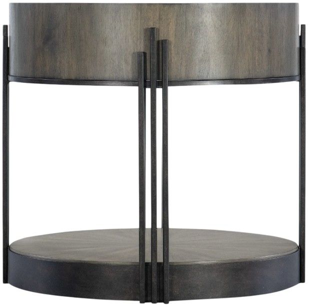 Hooker® Furniture Commerce and Market Skyline Dark Natural Side Table with Dark Bronze Base-2