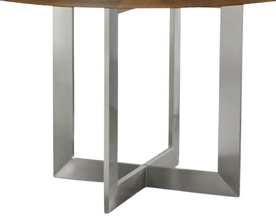 Bassett® Furniture Customizable BenchMade Astor Oak 54" Round Dining Table with Stainless Steel Base Base-1
