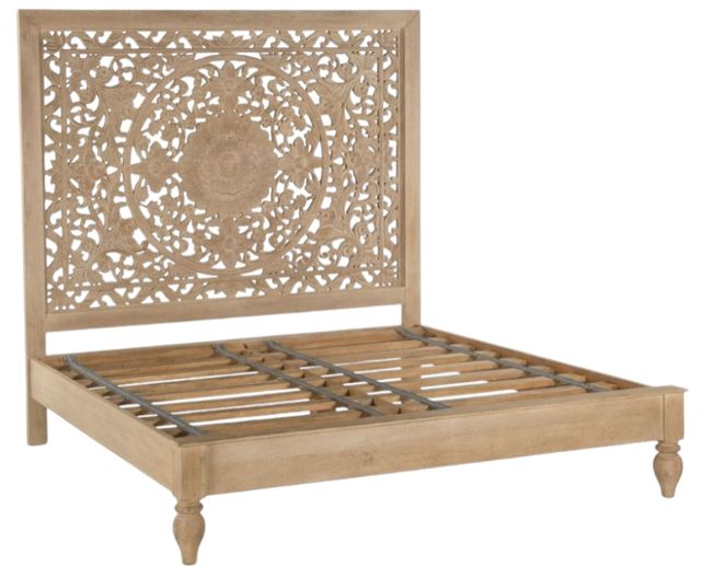 Home Trends & Design Taj Whitewash King Panel Bed-0