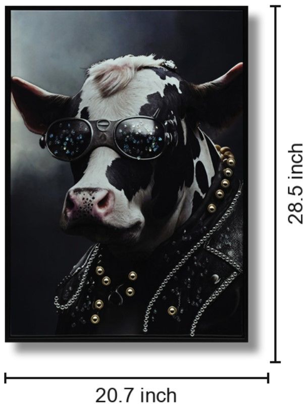 Classy Living Untamed Rockstar Cow with Crystal Shades Wall Art-2