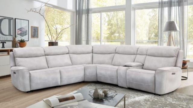 Furniture of America® Edmondus 6-Piece White Power Sectional Sofa Set-2
