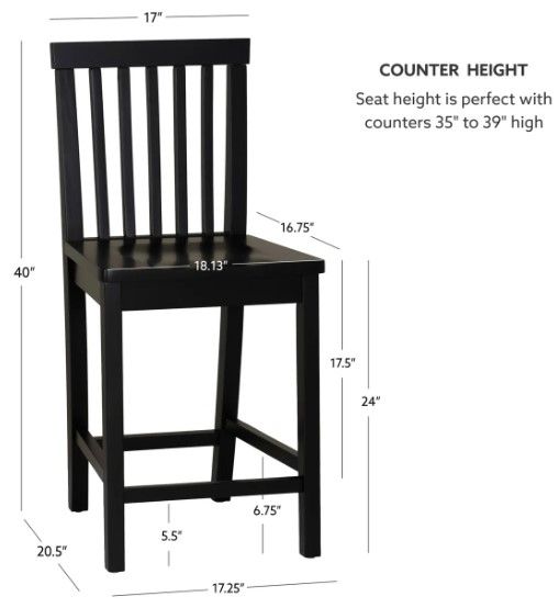 Linon Tory 2-Piece Black Counter Stool Set-2