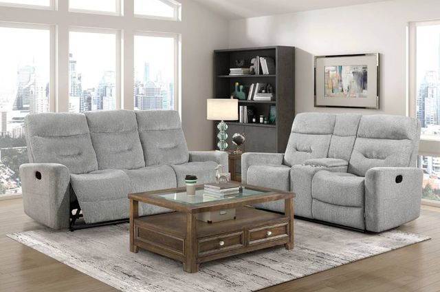 Homelegance® Lyndon Gray Double Manual Reclining Sofa-1