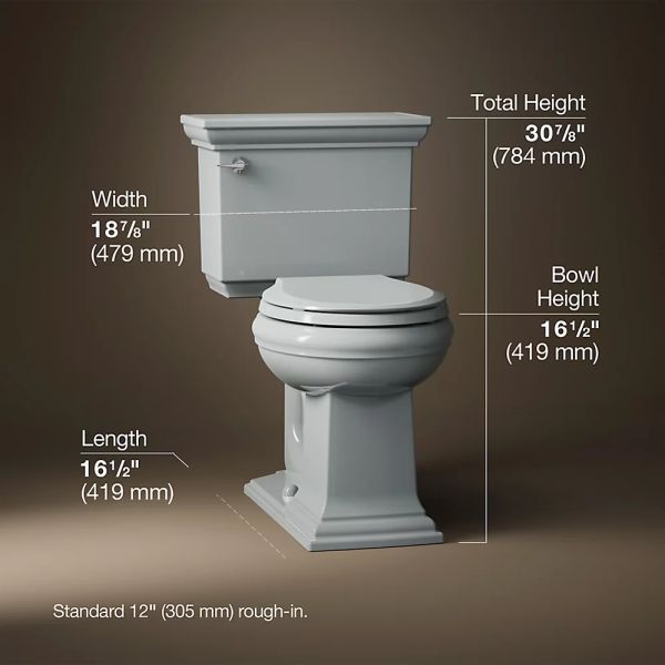 KOHLER® Memoirs® Stately Ice Gray 2-Piece Round-Front Toilet, 1.28 Gpf-4