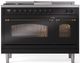 Ilve® Nostalgie II Series 48" Glossy Black Pro Style Dual Fuel Range-0