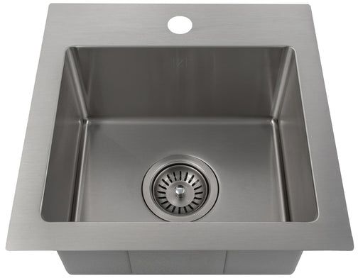 ZLINE Donner 15" Satin Stainless Steel Topmount Single Bowl Bar Kitchen Sink-1