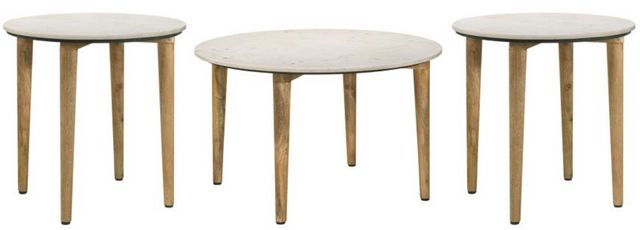 Coaster® Aldis 3-Piece White Occasional Table with Natural Base Set