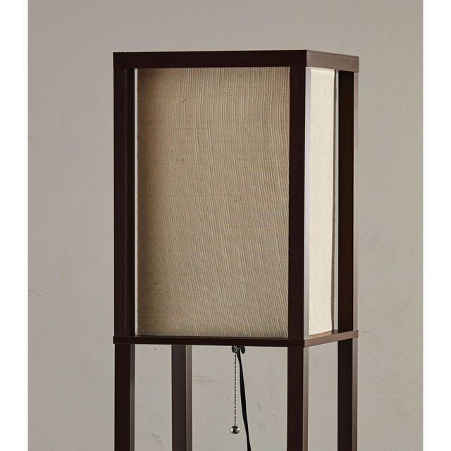 Adesso® Wright Walnut Wood Veneer on MDF Shelf Lamp-1