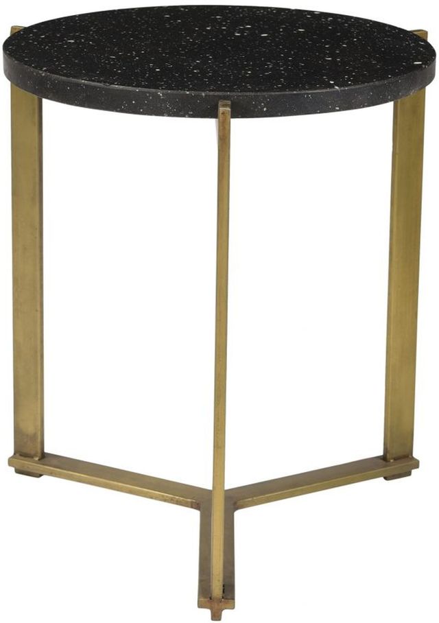 Moe's Home Collection Syd Black Terrazzo End Table with Antique Brass Iron Base-2