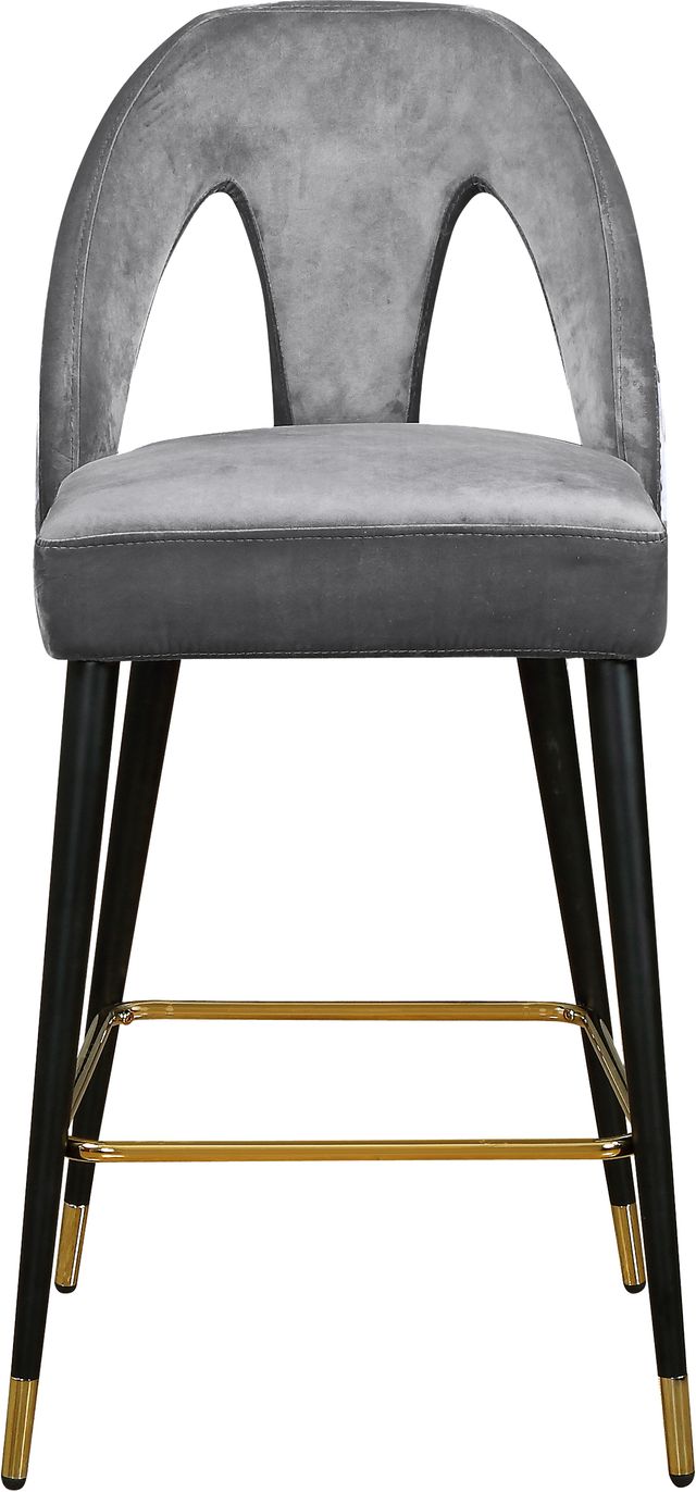 Meridian Furniture Akoya 2-Piece Gray Velvet Counter Stools-3