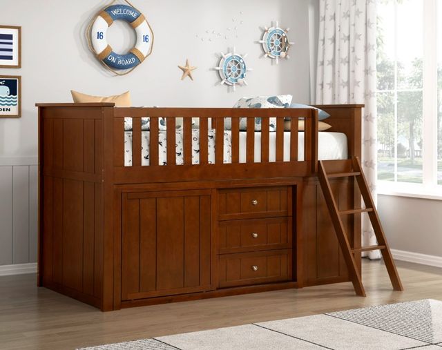 Homelegance® Rowe Dark Cherry Youth Twin Low Loft Bunk Bed with Bookcase and Two Dressers-1
