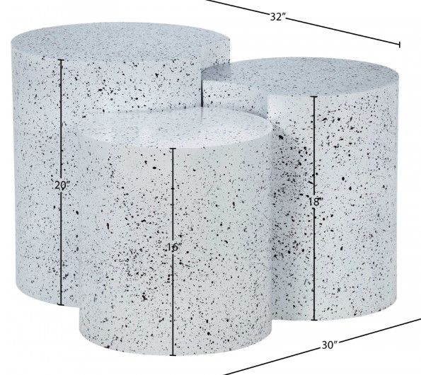 Meridian Furniture Dimple 3-Piece White Terrazo Nesting Table Set-2