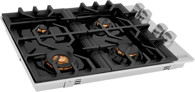 ZLINE 30" Black Porcelain Gas Cooktop with 4 Brass Burners-2