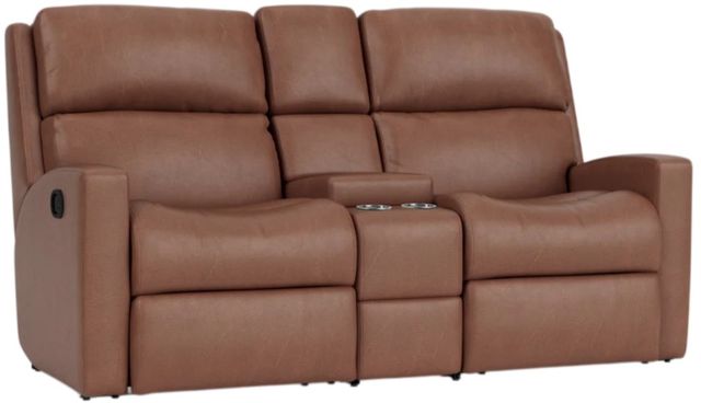 Flexsteel® Customizable Catalina Leather Manual Reclining Loveseat with Console-2