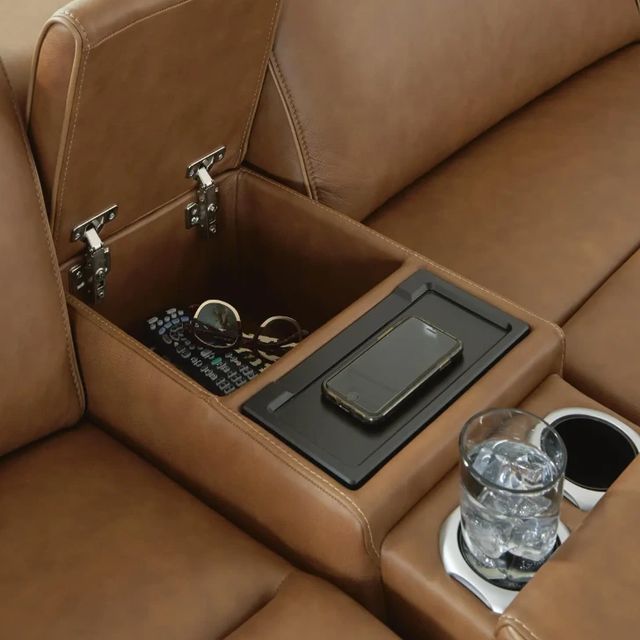 Signature Design by Ashley® Rally-Up 5-Piece Caramel Power Reclining Sectional with Console-3
