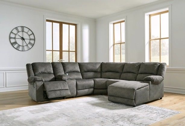 Signature Design by Ashley® Benlocke 6-Piece Flannel Reclining Right-Arm Facing Sectional and Chaise with Console-3