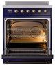 Ilve® Nostalgie II Noblesse 30'' Midnight Blue Pro Style Induction Range with Burnished Trim-1