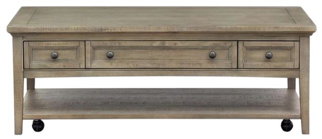 Magnussen Home® Paxton Place Dovetail Gray Rectangular Cocktail Table with Casters-1