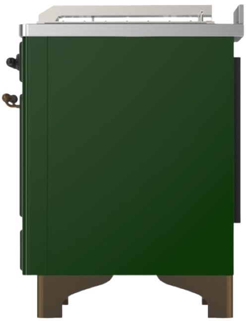 Ilve® Majestic III 48" Emerald Green Pro Style Dual Fuel Liquid Propane Range with French Top and Burnished Trim-3