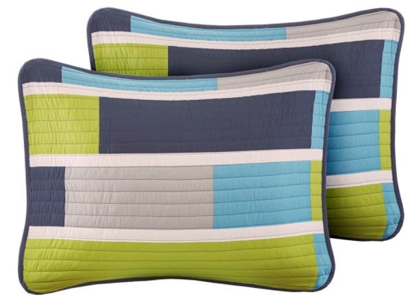 Olliix by Mi Zone Bradley Blue and Lime Green Twin/Twin XL Reversible Coverlet Set-2