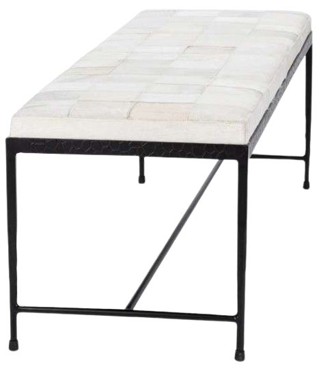 Classic Home Achen Hide Ivory Bench-3