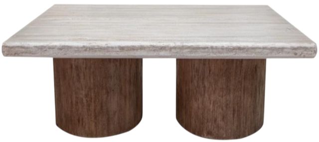 International Furniture Direct Sahara Cream Top Deluxe Cocktail Table with Caramel Brown Base-3