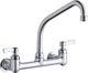 Elkay Chrome 8" Centers Wall Faucet with 8" High Arc Spout 2" Lever Handle and Inlet Stop-0