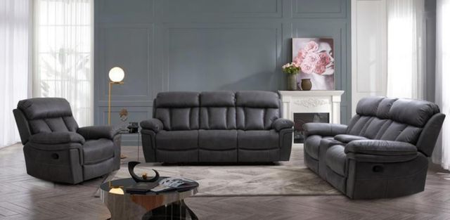 CHEERS Anabelle Cayman Gunmetal Dual Manual Reclining Sofa-1