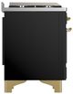 Ilve® Majestic III 48" Glossy Black Pro Style Dual Fuel Liquid Propane Range with Solid Door and Brass Trim-3