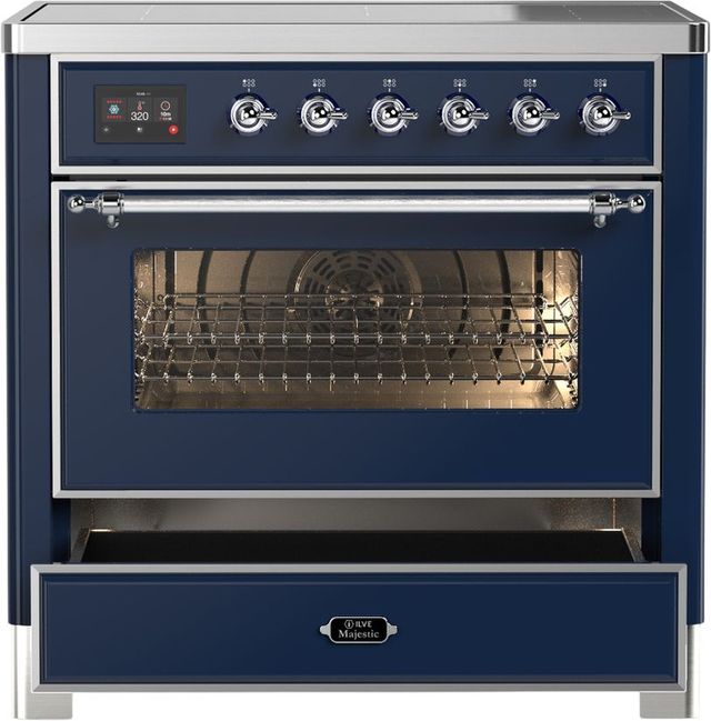 Ilve® Majestic III 36" Midnight Blue Pro Style Induction Range with Triple Glass Door and Chrome Trim-3