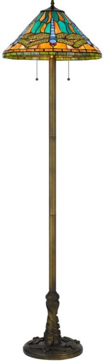 Cal® Lighting & Accessories Tiffany Antique Brass Floor Lamp-1