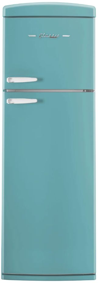 Unique Appliances 24” 11 Cu. Ft. Ocean Mist Turquoise Top Freezer Refrigerator with Chrome Accent Handles-0