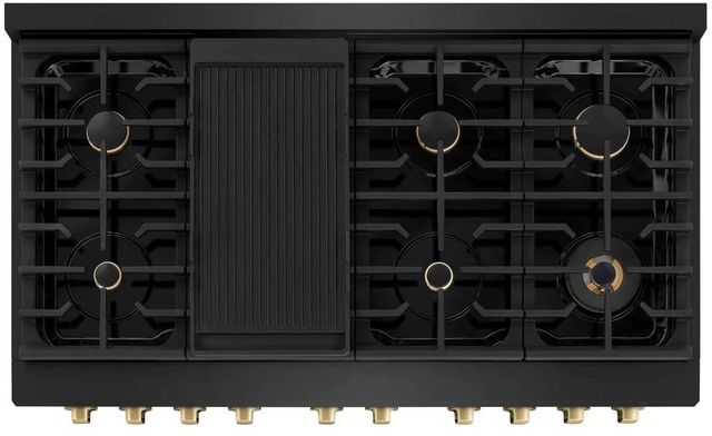 ZLINE Autograph Edition Paramount 48" Black Stainless Steel Pro Style Dual Fuel Range with Champagne Bronze Accents-3