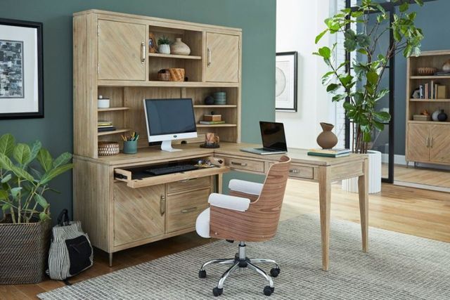 aspenhome® Maddox Biscotti Modular Corner Desk with Hutch-1
