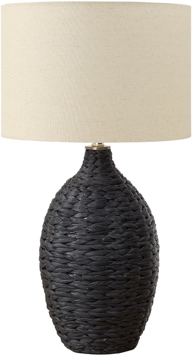Monarch Specialties Inc. Black Rattan Table Lamp with Beige Shade-0