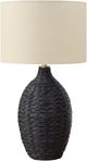 Monarch Specialties Inc. Black Rattan Table Lamp with Beige Shade-0
