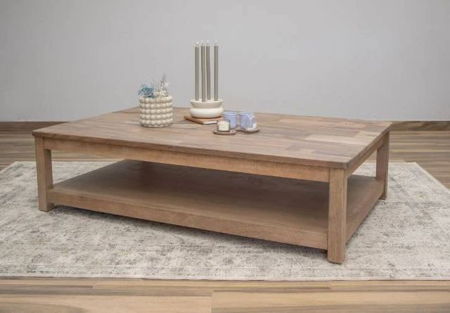 International Furniture Direct Natural Parota Brown Deluxe Cocktail Table-1
