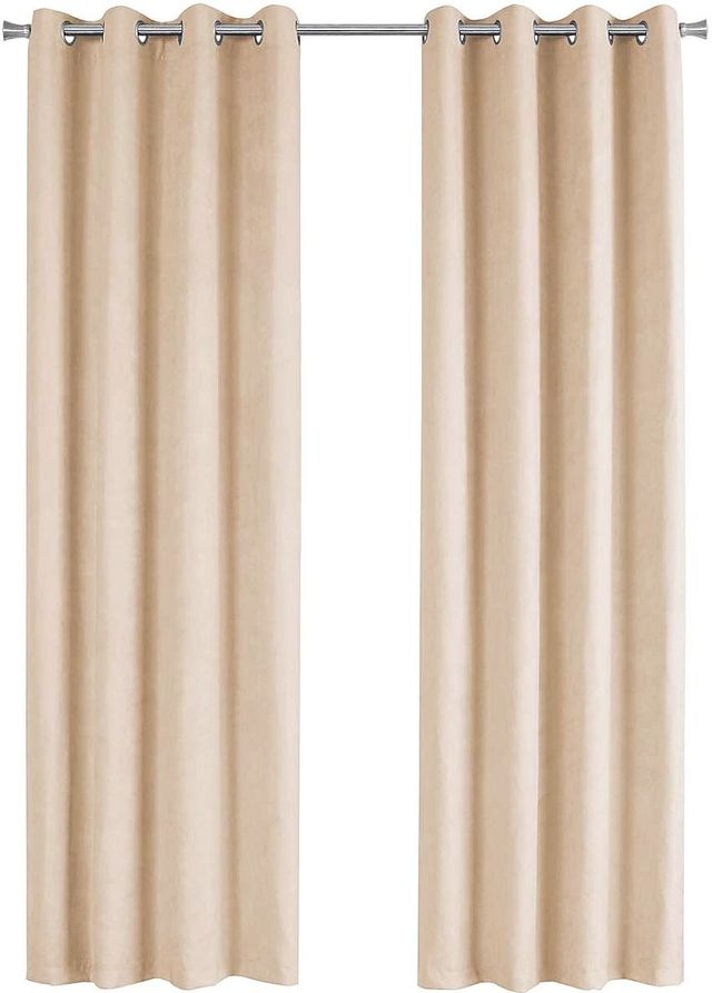 Monarch Specialties Inc. 2-Piece Beige 54" x 95" Room Darkening Curtain Panel Set-0