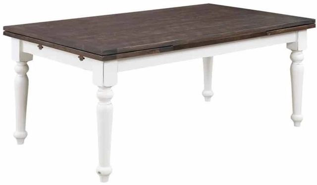 Emerald Home Mountain Retreat Dark Mocha Dining Table Antique White Base-0