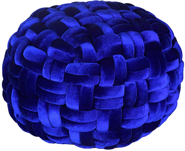 Moe's Home Collection PJ Royal Blue Velvet Pouf-2