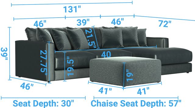 Jackson Furniture Remington 4-Piece Pine Right Arm Facing Chaise Sectional with Ottoman-2