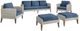 New Classic® Home Furnishings Carezza 5-Piece Dark Blue/Gray Fabric/Wicker Outdoor Conversation Set-0