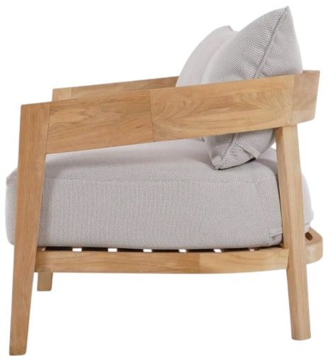 Bramble Raleigh Natural/Sand Cream Fabric/Teak Outdoor 2-Seater Sofa-3