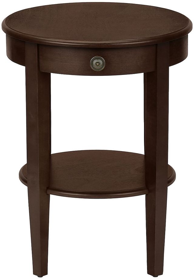 Monarch Specialties Inc. Espresso Veneer 2-Tier Round Side Table-1